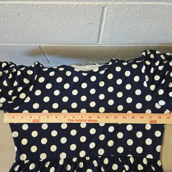 Reborn J Polka Dot Navy Midi Dress Size XL - Picture 6 of 6